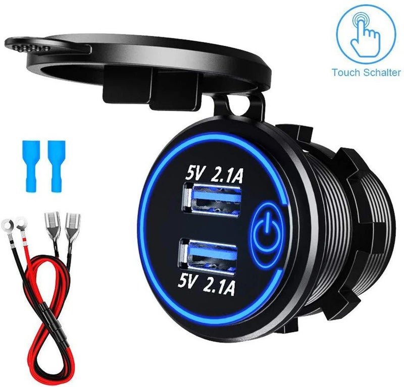 Bluejw QC3.0 Dual USB Car Charger, Waterproof Marine Cigarette Lighter Adapter, 5V/3A Automobile Chargers Power Outlet Socket for Motorcycle, Boat, Car - Image 3